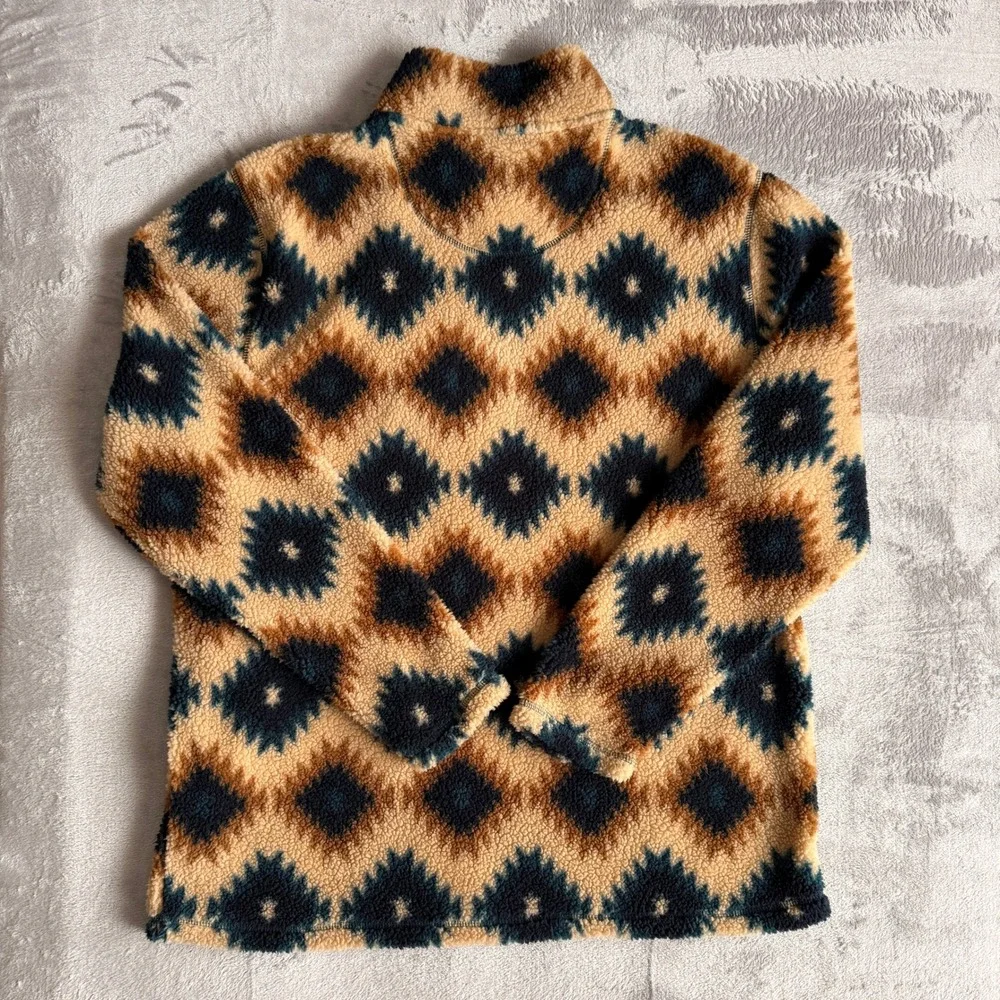 Weatherproof Vintage Mens XL Southwestern Geometric Sherpa Fleece Quarter‎ Zip